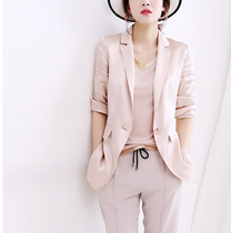 Japanese classic commuter ol Joker BLING sparkling champagne powder thin semi-lined interior long suit jacket women