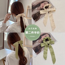 Summer hair band female ribbon Hairband satin fairy hair rope bow French head rope retro Net red tie hair headgear