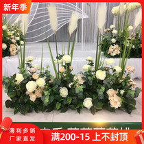 New wedding road guide flower row forest reed grass Road lead flower foreign peony silk flower stage arrangement floral props