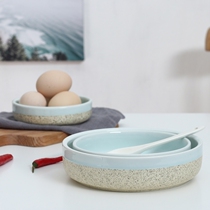 567 inch flat baking bowl steamed egg bowl beige straight edge breakfast oatmeal bowl ceramic household Japanese tableware
