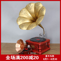 Retro phonograph ornaments antique vinyl record player model bar home decorations creative photography props