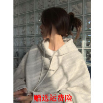 Korean version of loose letter hooded sweater womens autumn and winter design feeling lazy wind thickened all-match oversize top tide