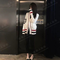 Thom Browne Cardiovert TB College Wind quad Coarse Needles Twist Wool Knit Cardiovert Coat Sweater