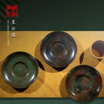 Zhu Bingren copper Chinese vintage copper tea plate coaster Fruit plate Small practical dim sum plate Tea plate Tea tray Nebula plate