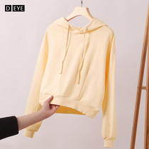 Milky yellow shorts Even hat necropolis women 2022 Spring autumn season Korean version loose short and small subpure cotton thin jacket