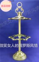 Special price clearing house R22-18 Russian tin metal hanging wine glass empty shelf double rose green ancient bronze color European style