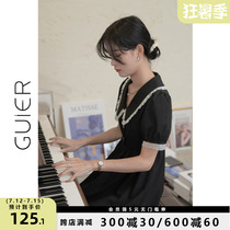 GUIER petal collar splicing one-piece dress 2021 new summer temperament doll collar Long dress children