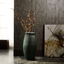 Jingdezhen modern minimalist dried flower living room flower arrangement decoration ceramic floor-to-ceiling rough pottery vase handmade retro pot