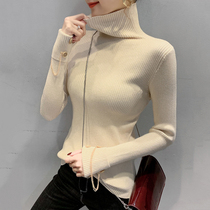 High collar sweater womens autumn winter new European station Fashion sweaters slim-knitted sweatshirt women long sleeves tight to bottom blouses