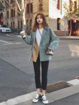 Blazer womens design sense niche Korean loose English style 2020 Spring and Autumn new fake two suit jacket