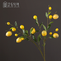 Lemon simulation flower green plant fake flower home living room TV cabinet floor high bottle big bunch flower arrangement plant decoration ornaments