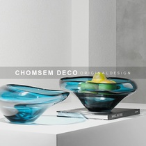 Simple modern glass fruit plate model room sales office Home soft decoration storage fruit basket geometric decoration