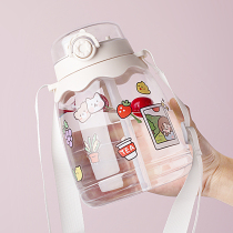 w large belly water glass female summer large capacity child straw cup portable 2021 new mesh red kettle high temperature resistant cup