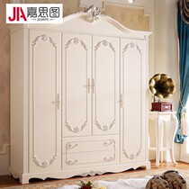 European style wardrobe Bedroom carved luxury modern economy four-door solid wood wardrobe flat door assembly furniture wardrobe