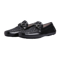 FERRAGAMO Firagmu Men weave shoes black fashion horseshoe butt shoes