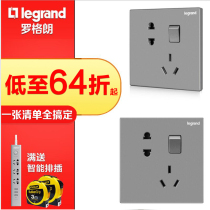 Roger Lang Switch Socket Grey Home 86 Type Five Holes Open Double Control Single Open Switch Socket Comfort Silver Color