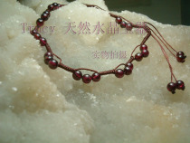 Natural Garnet ankle chain Heye leaf type woman stone hand-woven fortune transfer Wang Peoples wealth security jewelry