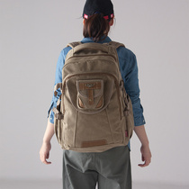 Retro thick canvas shoulder bag can expand 60 liters of super - large capacity climbing package for men and women