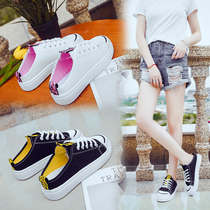 2020 Spring Summer semi-drag small white shoes female Korean students no heel a pedal lazy shoes Joker canvas shoes tide