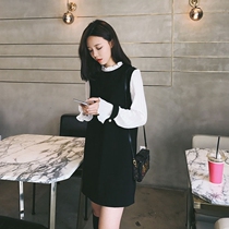 sandro bassa long-sleeved dress 2021 new spring and summer Korean edition wild loose thin chiffon small black dress