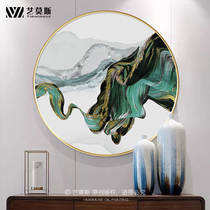 New Chinese Landscape Scenery Round Oil Painting Xuanguan Corridor Decoration Painting Restaurant Wall-mounted Painting Light Extravagant Modern Minimalist Painting