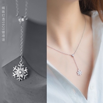Necklace female day Korean temperament Joker pendant neck chain Snowflake Diamond s925 sterling silver sexy short choker