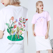  Buddhist cultural and creative products Hand-painted printed T-shirt seed good gardener female Buddha short-sleeved pullover Trendy men pure cotton t-shirt