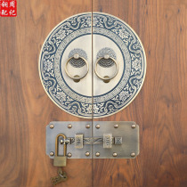 Door copper handle Chinese antique tiger head lion head door knocker handle Villa old-fashioned door bolt lock pure copper latch