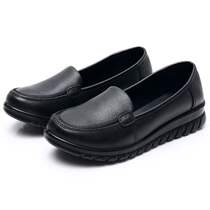 Leather head layer cowhide spring and autumn middle-aged womens shoes mother shoes soft sole shoes old lady round head Leisure