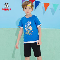 Babu Bean Boy Clothing Boy Suit 2022 Summer Dress New Cartoon Short Sleeve T-shirt Children Suit Two Sets Of Ocean Gas