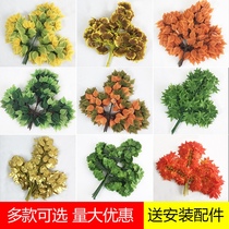 Simulation of Banyan Tree leaves over glue plastic Banyan tree branches green plants ginkgo red maple leaves false branches decoration landscaping