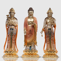 Taiwans pure copper Western Three Holy Buddha statues are dedicated to the Amitabha Buddha to the Bodhisattva Guanyin Station