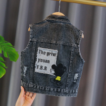 Children cowboy waistcoat boy 2021 fall new Korean version of baby outside wearing vest and child spring and autumn with horse clamping tide