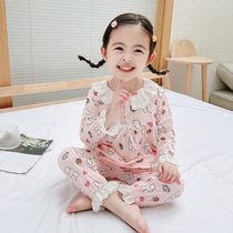 Girls Spring and Autumn Sleeping Womens Baby Princess Home Suits Suit Childrens Long Sleeve Autumn Clothes Children Cartoon Children Clothing Thin