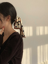 SYT French autumn style long strip satin silk scarf girl headwear 2021 autumn new small scarf