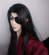 Ancient Wind Wig Mens Long Hair Cos Ancient Clothes Hanfu Pseudo-Pussy Black Divided Long Straight Hair Womens Fashion Show Full Headgear Style
