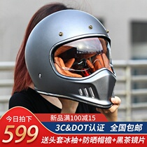 Ironking ultra light impact resistant glass fiber reinforced plastic Harley retro motorcycle helmet all helmet cement gray locomotive