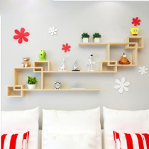 Solid wood partition creative lattice wall shelf hanging wall Wall Wall Wall non-hole TV background wall decoration