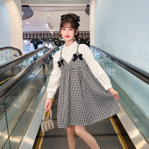 Girls dress fall Princess dress 2022 new childhood autumn girl fake two skirts tide