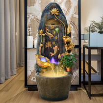 New Chinese Feng Shui ball Running water fortune fountain Living room transporter Interior decoration Next to TV cabinet Floor-to-ceiling lucky ornaments