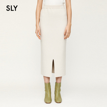SLY summer new high-waisted elastic mid-length knitted bottom skirt female 030DAH71-6560