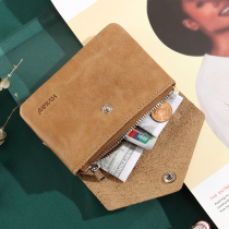 Card bag mens leather card clip multifunctional retro zipper coin wallet Korean cowhide leather large capacity mens business card holder