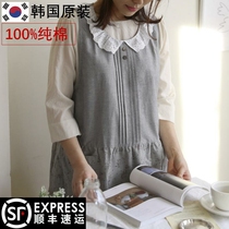 Korea Import Apron home Kitchen Pure Cotton Women Fashion Korean version Cute Hood Clothes Crummy Lace Collar