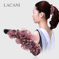 Fabric banana clip vertical clip imitation Crystal ponytail hairclip clip jewelry Korean large flower elegant retro top clip