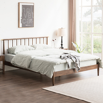 Excellent wood furniture solid wood bed 1 8 meters light luxury bed solid wood bed 1 5 meters double bed walnut color Nordic furniture
