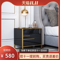 Light luxury bedside table stainless steel gold-plated bedroom post-modern simple Hong Kong style ins Net red small paint locker