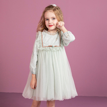Girls dress 2021 spring and autumn western style Lolita skirt childrens little girl puffy yarn long-sleeved princess skirt