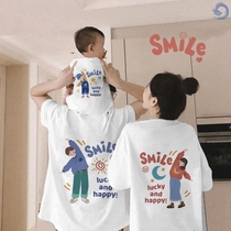 High-end different pro-loading summer clothes baby family of three-four-mouth summer clothing short sleeve 2022 new tide t-shirt net