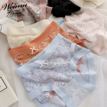 Japanese lace panties womens pure cotton crotch seamless ice silk summer girls thin breathable sexy embroidered briefs