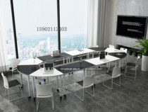 Large conference table ring fan splicing table and chair student counseling training table rectangular combination table conference table